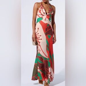 AKARI-NEW NWT-HIBISCUS HONEY PRINTED MAXI